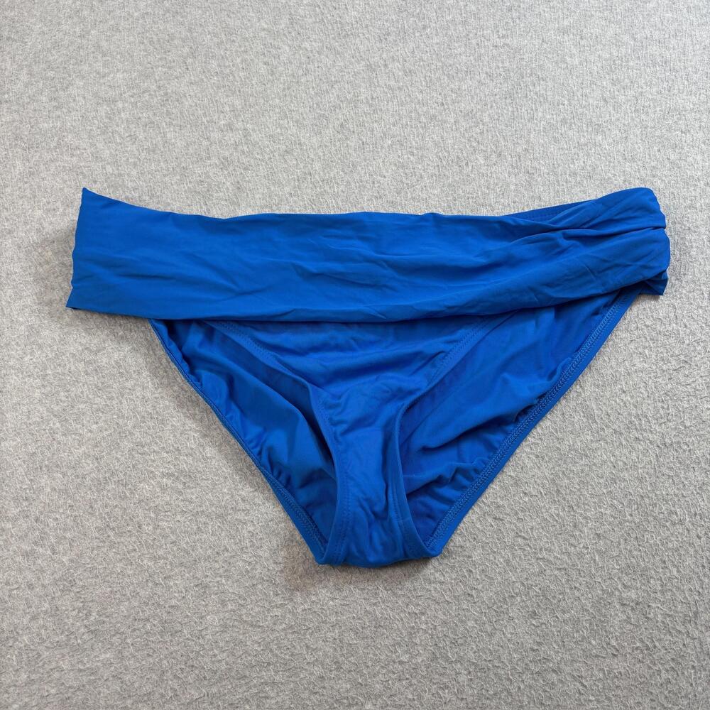 La Blanca Bikini Bottom Womens Size 16 Blue Ruched Foldover Swim Bathing Suit